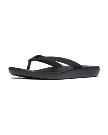 FitFlop Iqushion Mens Textured-Strap Flip-Flops All Black