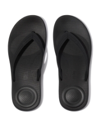 Iqushion Mens Textured-Strap Flip-Flops All Black
