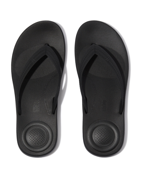 Iqushion Mens Textured-Strap Flip-Flops All Black
