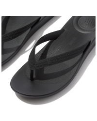 Iqushion Mens Textured-Strap Flip-Flops All Black