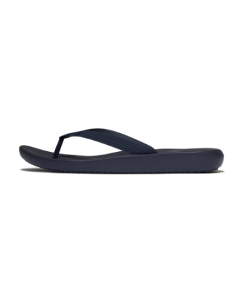 FitFlop Iqushion Mens Textured-Strap Flip-Flops Midnight Navy