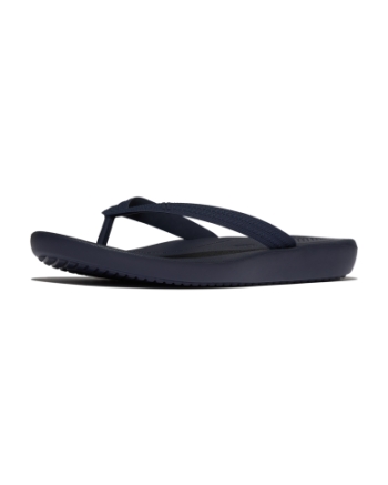 FitFlop Iqushion Mens Textured-Strap Flip-Flops Midnight Navy