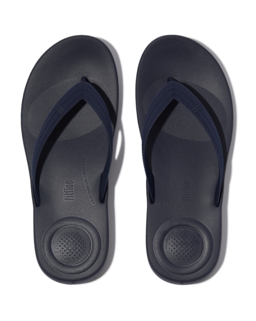 Iqushion Mens Textured-Strap Flip-Flops Midnight Navy