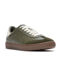 The Dash FF Mens Suede Leather T-Toe Trainers Deep Olive/Cream