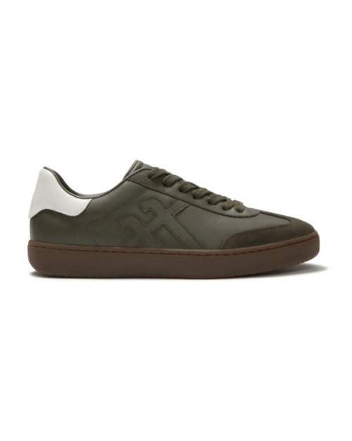 The Dash FF Mens Suede Leather T-Toe Trainers Deep Olive/Cream