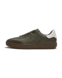The Dash FF Mens Suede Leather T-Toe Trainers Deep Olive/Cream