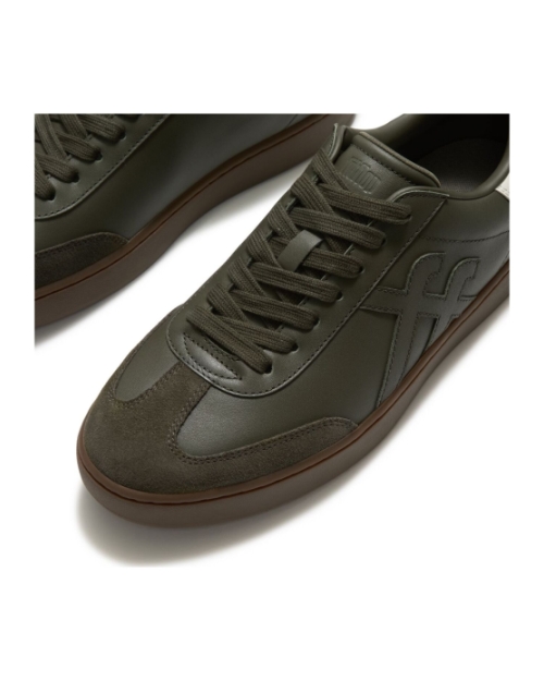 The Dash FF Mens Suede Leather T-Toe Trainers Deep Olive/Cream