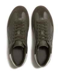 The Dash FF Mens Suede Leather T-Toe Trainers Deep Olive/Cream