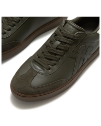 The Dash FF Mens Suede Leather T-Toe Trainers Deep Olive/Cream