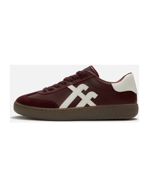 The Dash FF Mens Suede Leather T-Toe Trainers Dark Merlot/Cream