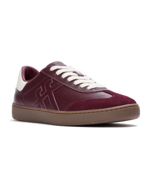 The Dash FF Mens Suede Leather T-Toe Trainers Dark Merlot/Cream