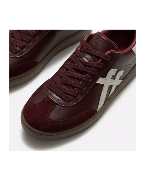 The Dash FF Mens Suede Leather T-Toe Trainers Dark Merlot/Cream