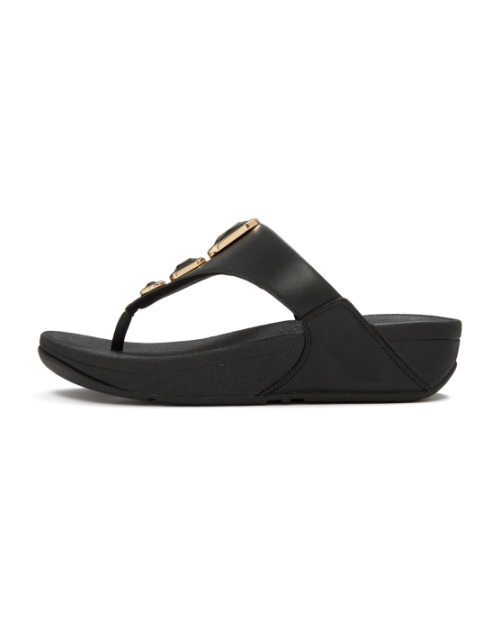 Lulu Bold Crystals Toe-Post Sandals All Black