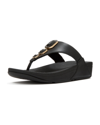 FitFlop Lulu Bold Crystals Toe-Post Sandals All Black