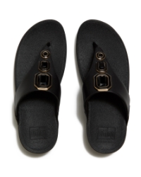 Lulu Bold Crystals Toe-Post Sandals All Black