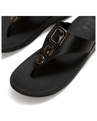 Lulu Bold Crystals Toe-Post Sandals All Black