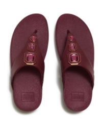 Lulu Bold Crystals Toe-Post Sandals Dark Merlot