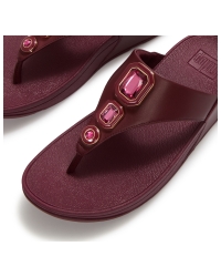 Lulu Bold Crystals Toe-Post Sandals Dark Merlot