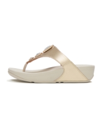 Lulu Metallic Bold Crystals Toe-Post Sandals Platino