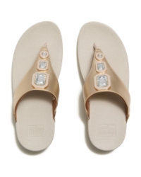 Lulu Metallic Bold Crystals Toe-Post Sandals Platino