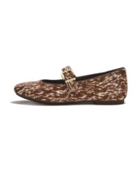 Delicato Pony Cow Mary Janes Brown/White