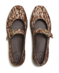 Delicato Pony Cow Mary Janes Brown/White