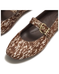 Delicato Pony Cow Mary Janes Brown/White