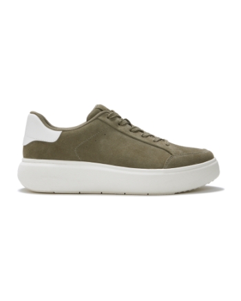 FitFlop RTG Suede Lace Up Trainers Grey Sage/Cream