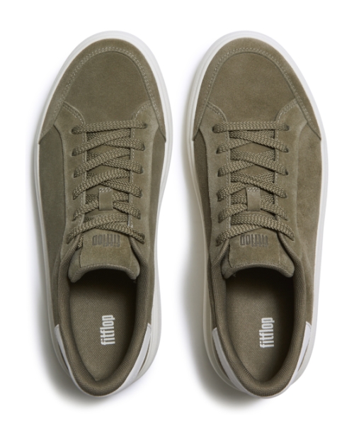 RTG Suede Lace Up Trainers Grey Sage/Cream