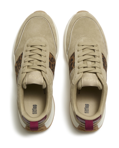 F-Mode Flow Suede Leopard Trainers Cappuccino