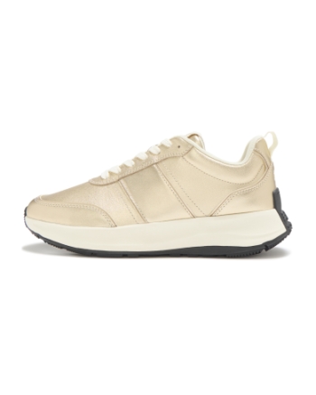 FitFlop F-Mode Flow Leather Trainers Platino