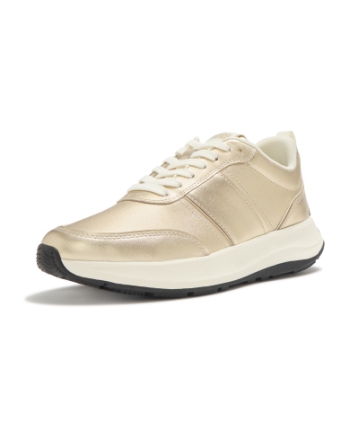 FitFlop F-Mode Flow Leather Trainers Platino