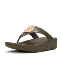 Lulu Adornment Toe-Post Sandals Deep Olive