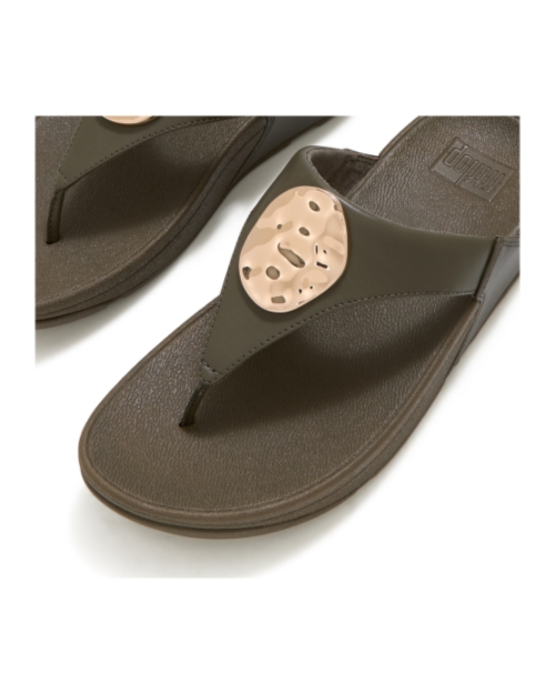Lulu Adornment Toe-Post Sandals Deep Olive
