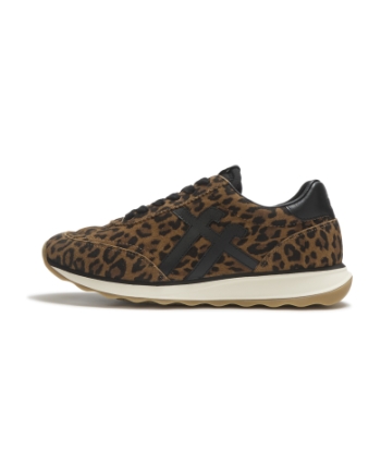 FitFlop Retro-Q FF Suede Leopard Trainers Tan/Black