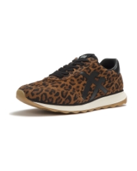 Retro-Q FF Suede Leopard Trainers Tan/Black