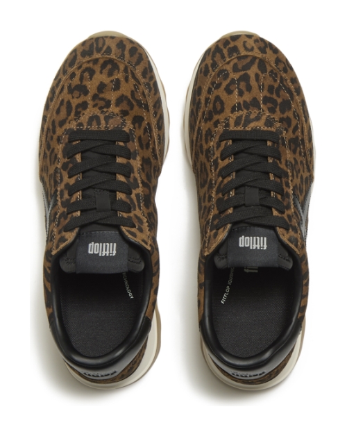 Retro-Q FF Suede Leopard Trainers Tan/Black