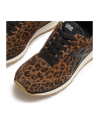 Retro-Q FF Suede Leopard Trainers Tan/Black