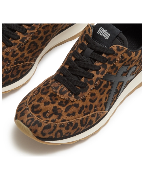 Retro-Q FF Suede Leopard Trainers Tan/Black