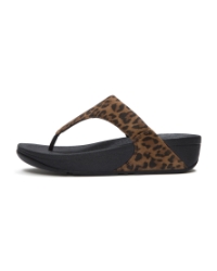 Lulu Suede Leopard Toe-Post Sandals Tan/Black