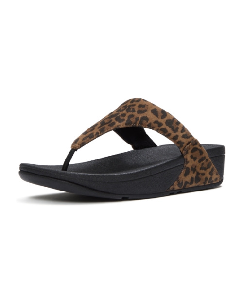 Lulu Suede Leopard Toe-Post Sandals Tan/Black