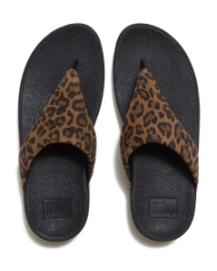 Lulu Suede Leopard Toe-Post Sandals Tan/Black