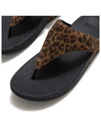 Lulu Suede Leopard Toe-Post Sandals Tan/Black
