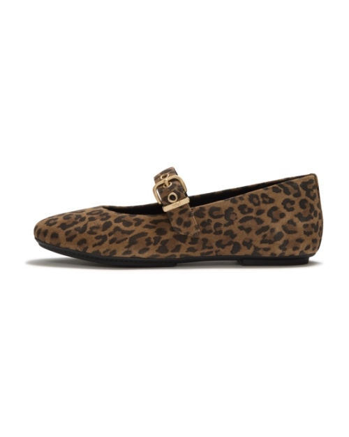 Delicato Suede Leopard Mary Janes Tan/Black