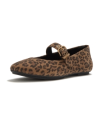 Delicato Suede Leopard Mary Janes Tan/Black