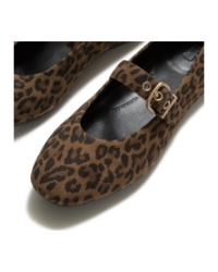 Delicato Suede Leopard Mary Janes Tan/Black