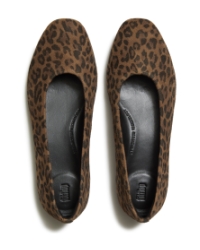 Delicato Suede Leopard Ballerinas Tan/Black