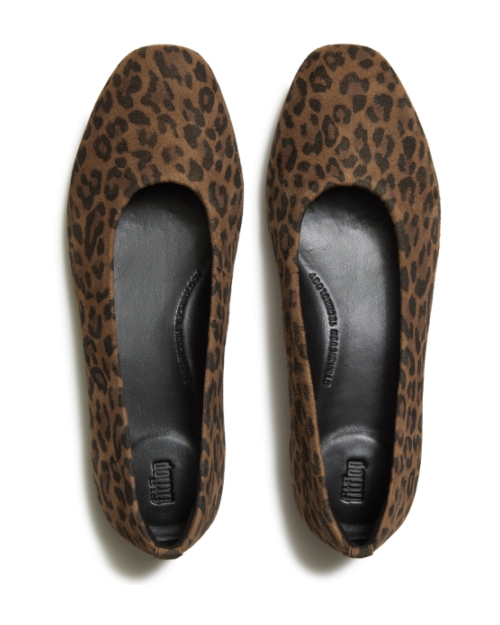 Delicato Suede Leopard Ballerinas Tan/Black