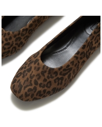 Delicato Suede Leopard Ballerinas Tan/Black