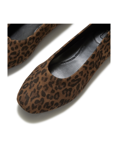 Delicato Suede Leopard Ballerinas Tan/Black